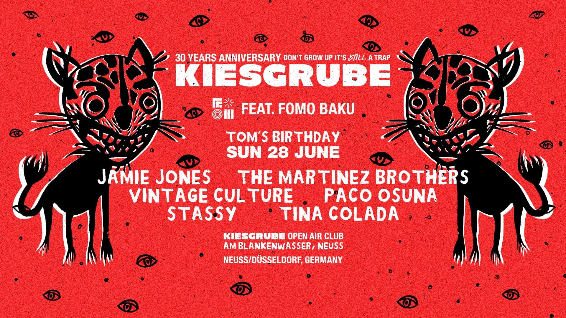 Kiesgrube presents TOM'S BIRTHDAY with Jamie Jones, The Martinez Brothers, Vintage Culture